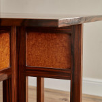 An Art Deco burr amboyna and macassar ebony square centre table attributed to Francis Jourdain (1876 - 1958)
