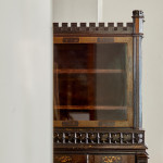 An unusual George IV Gothic revival Japanned cabinet