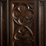 An unusual George IV Gothic revival Japanned cabinet