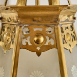 An Arts & Crafts brass hall lantern