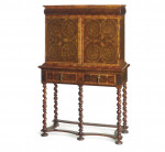 A fine William and Mary olivewood oyster veneered cabinet on stand