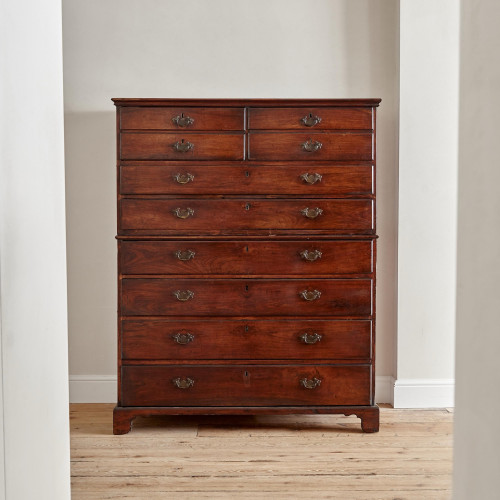 An unusual George III Anglo Indian Padouk campaign chest on chest