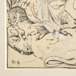 Sketch for 'Innocence' - pen and ink with gouache by Thomas Cooper Gotch (1854 - 1931)