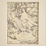 Sketch for 'Innocence' - pen and ink with gouache by Thomas Cooper Gotch (1854 - 1931)