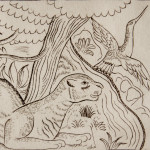 Puma - a copper engraving on woven paper by David Jones (1895 - 1974)