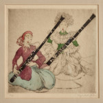 Elyse Ashe Lord RI (1900-1971), 'Bassoons Players,' hand-coloured drypoint etching