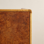 A pair of rectangular teak and leather low tables