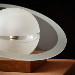 A rare pair of 'Saturne' frosted glass table lamps by Jean Tranchant (1904 - 1972) for Damon