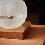 A rare pair of 'Saturne' frosted glass table lamps by Jean Tranchant (1904 - 1972) for Damon