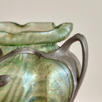 An Art Nouveau iridescent glass and pewter mounted vase, the pewter by Friedrich van Houten & Sohn and the glass attributed to Wilhelm Kralik & Sohn