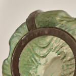 An Art Nouveau iridescent glass and pewter mounted vase, the pewter by Friedrich van Houten & Sohn and the glass attributed to Wilhelm Kralik & Sohn