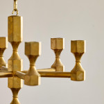 A near pair of small six branch gilt brass chandeliers by Gusum Metallslöjden AB