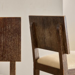 A set of six Modernist stained and limed oak dining chairs attributed to Suzanne Guiguichon (1901 - 1985)