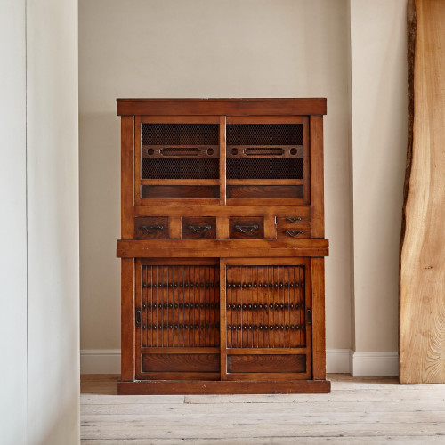 A Meiji period Japanese cedar and elm Tansu cabinet