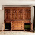A large oak Gothic revival bookcase in the manner of A.W.N. Pugin (1812 - 1852)