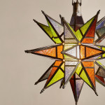 A Moroccan starbrust stained glass lantern
