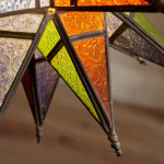 A Moroccan starbrust stained glass lantern