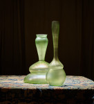 A rare and large iridescent 'Olympia' glass vase designed by Dr. Christopher Dresser (1834 - 1904) and made by Loetz for Max Emanuel, London