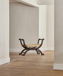 A large Regency faux rosewood curule stool in the manner of George Smith (1786 - 1828)