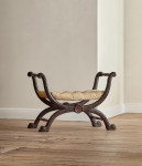 A large Regency faux rosewood curule stool in the manner of George Smith (1786 - 1828)