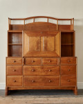 An exceptional Cotswold School walnut secretaire by Peter Waals (1870 - 1937)
