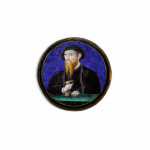 A rare Limoges enamel convex roundel portrait of a bearded man by Léonard Limosin (c.1505 - c.1577)