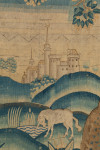 A large Flemish wool and silk blue verdure armorial  tapestry