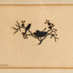 Berthold Reichel, a pair of cut paper silhouettes of birds in nests