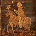 A pair of very fine Empire period prisoner of war straw-work portraits of Napoleon and Marie Louise