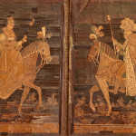 A pair of very fine Empire period prisoner of war straw-work portraits of Napoleon and Marie Louise
