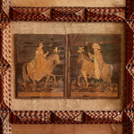A pair of very fine Empire period prisoner of war straw-work portraits of Napoleon and Marie Louise