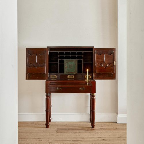An Anglo-Indian solid rosewood campaign cabinet