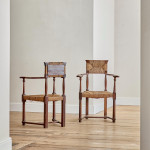 A pair of Arts and Crafts oak carvers by George Walton (1867-1933)