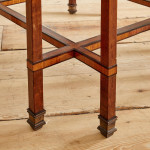 An Art Deco walnut and thuya veneered square occasional table