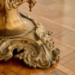 A large ruby glass and gilt brass table lamp