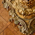 A large ruby glass and gilt brass table lamp
