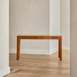 A rectangular walnut writing table