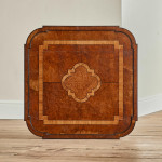 An Art Deco walnut and thuya veneered square occasional table