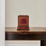 A fine, small early Victorian tooled and gilt leather correspondence table cabinet