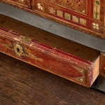 A fine, small early Victorian tooled and gilt leather correspondence table cabinet