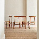 A set of four cherry wood Chiavari chairs by Colombo Sanguineti (1884 - 1960)