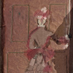 A textile collage on painted canvas by Mabel Maugham Beldy (1874 - 1972)