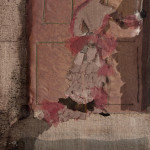 A textile collage on painted canvas by Mabel Maugham Beldy (1874 - 1972)