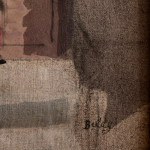 A textile collage on painted canvas by Mabel Maugham Beldy (1874 - 1972)