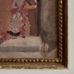 A textile collage on painted canvas by Mabel Maugham Beldy (1874 - 1972)