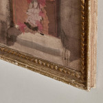 A textile collage on painted canvas by Mabel Maugham Beldy (1874 - 1972)