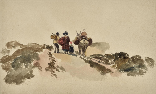 Travellers on the Road with a Donkey
