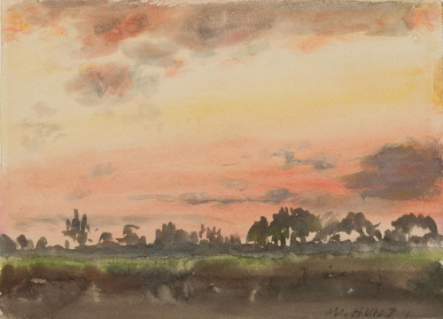 Sunset with distant Trees