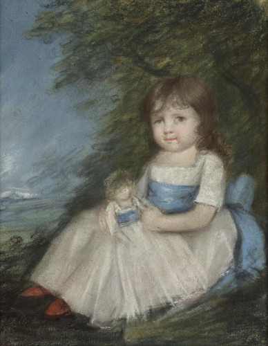 Portrait of Marianne Sherman holding a Doll