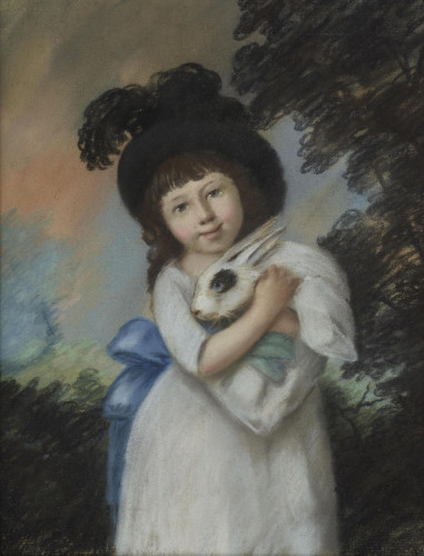 Portrait of a Girl holding a Rabbit